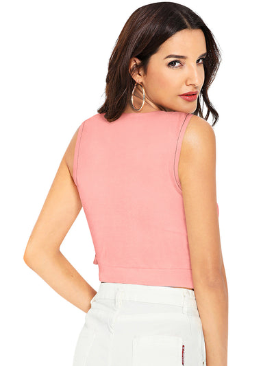 Odette Peach Knit Fabric Top For Women
