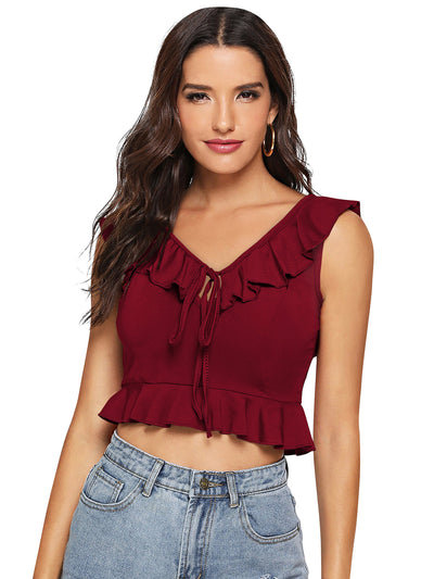 Odette Maroon Knit Fabric Top For Women