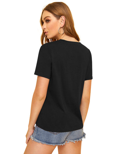 Odette Black Knit Fabric Top For Women