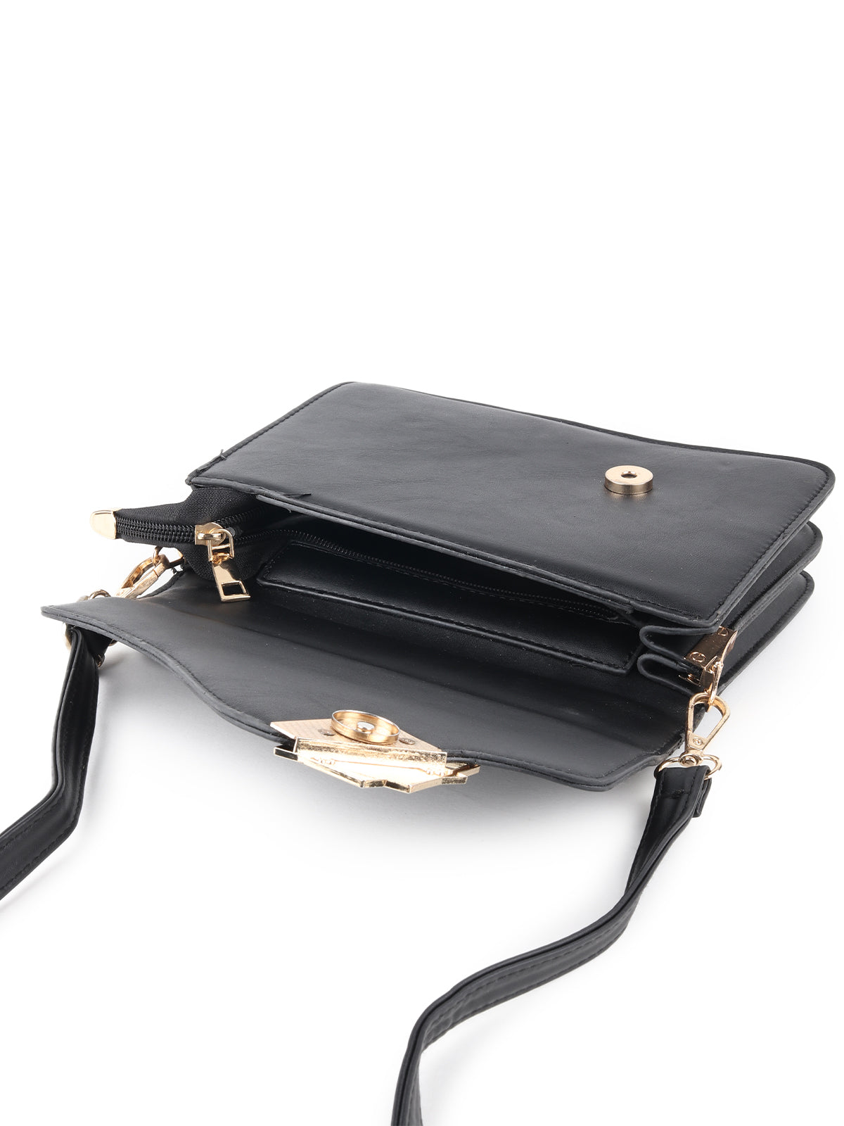 Odette Black Patterned Clutch Bag For Women