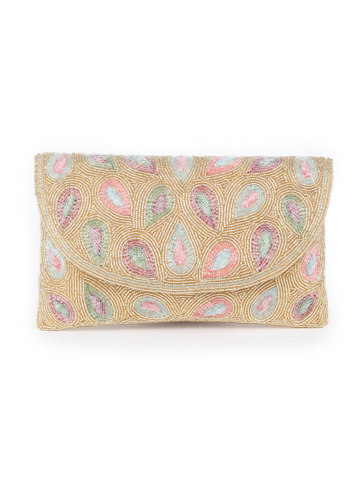Odette Multicolor Beads Embroidered Envelope Clutch for Women