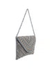 Odette Grey Fabric Beaded Envelope Clutch For Women