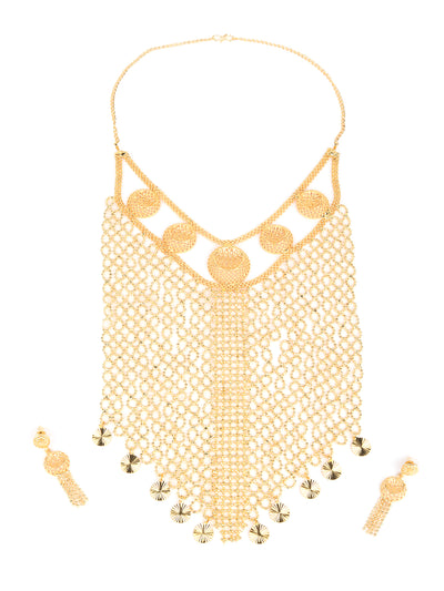 Odette Gold Alloy Netted Necklace Set for Women