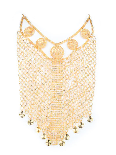 Odette Gold Alloy Netted Necklace Set for Women