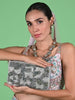 Odette Grey Fabric Beads Clutch For Women