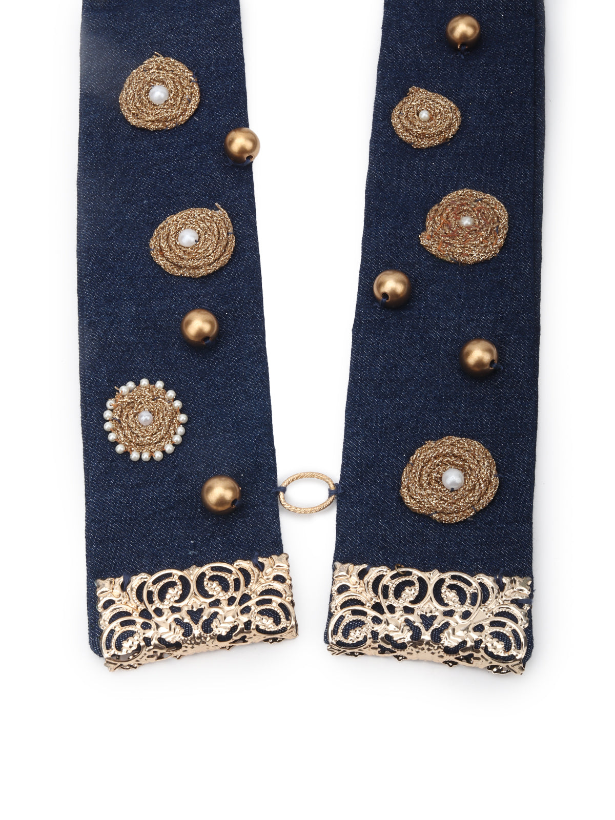 Odette Blue Denim Embellished Collar for Women