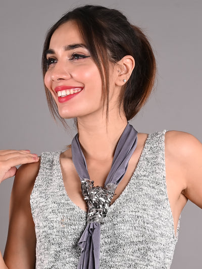 Odette Grey Sequins Embroidered Collar for Women