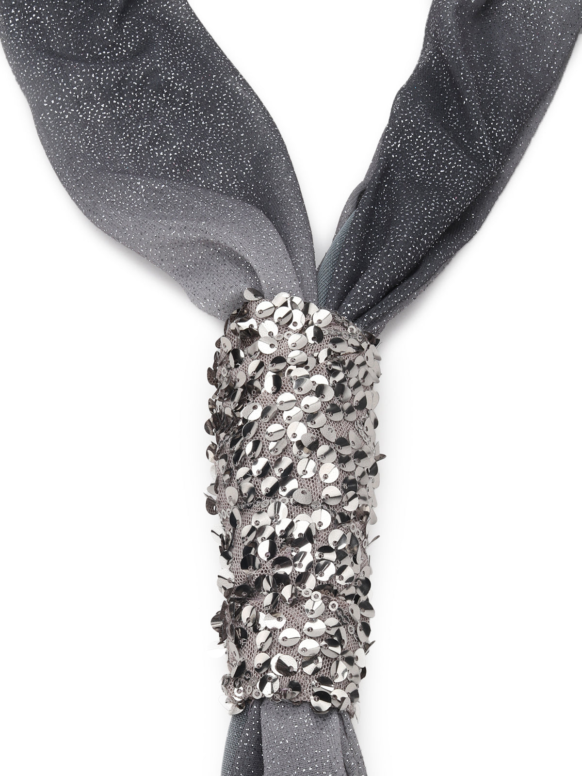 Odette Shimmer Grey Sequins Embroidered Collar for Women