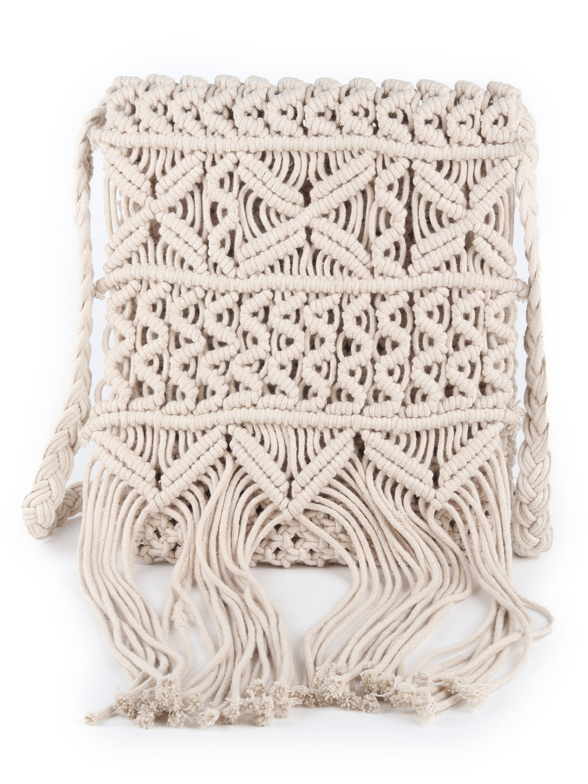 Odette White Woven Handmade Sling Bag for Women
