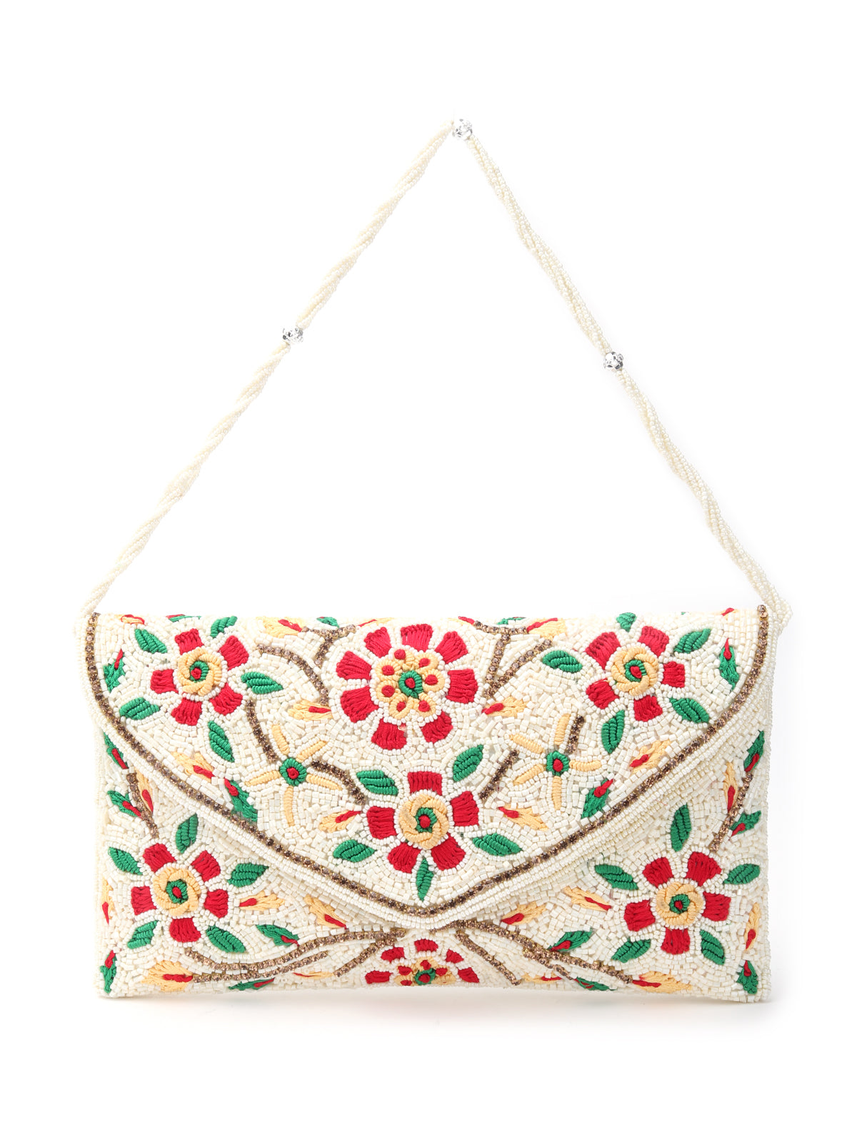 Odette White Fabric Clutch For Women