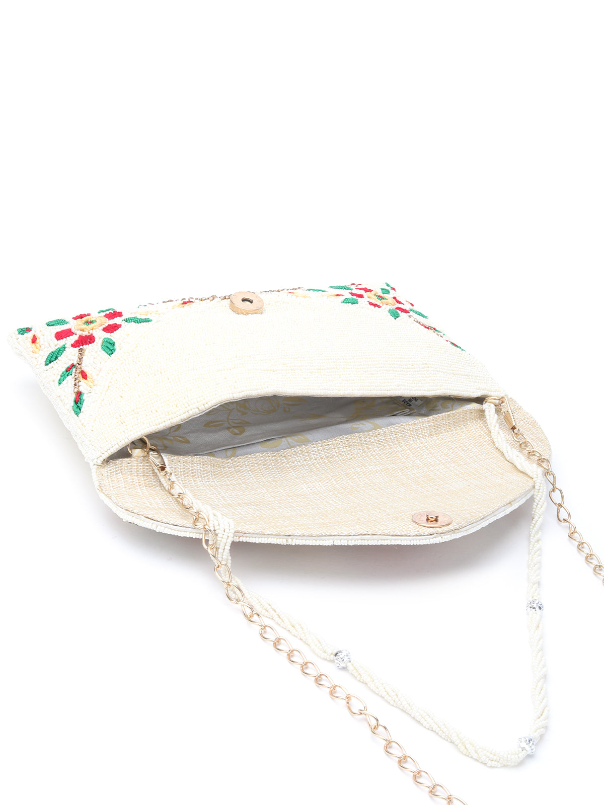 Odette White Fabric Clutch For Women