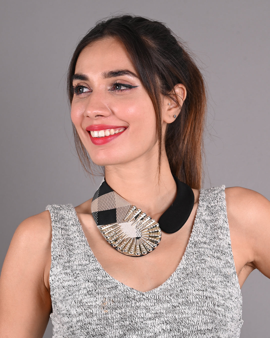 Odette Black and Gold Embellished Collar for Women
