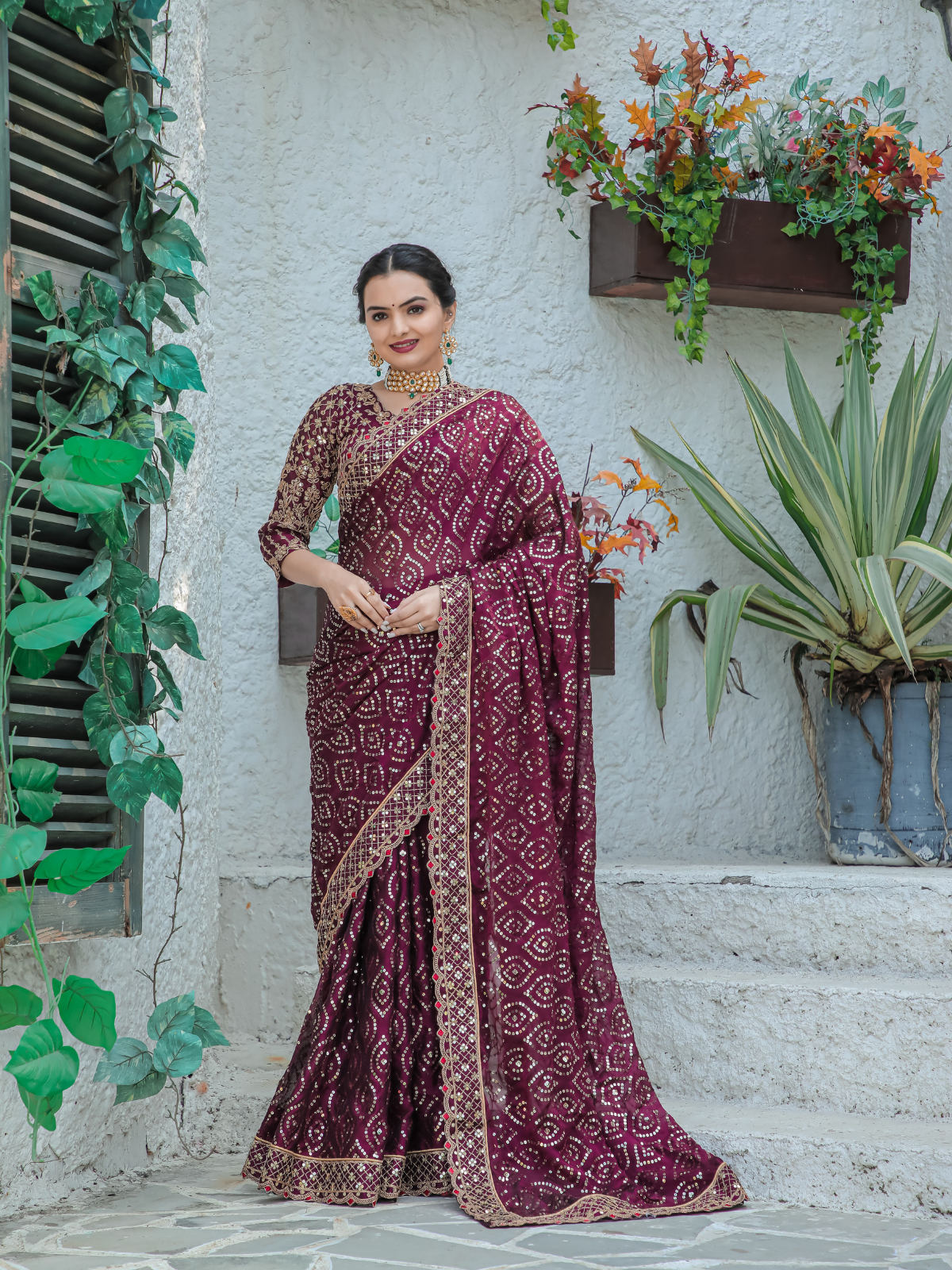 Buy Purple Georgette Printed Magnolia Farisha Ruffle Pre-draped Saree Set  For Women by Sana Barreja Online at Aza Fashions.