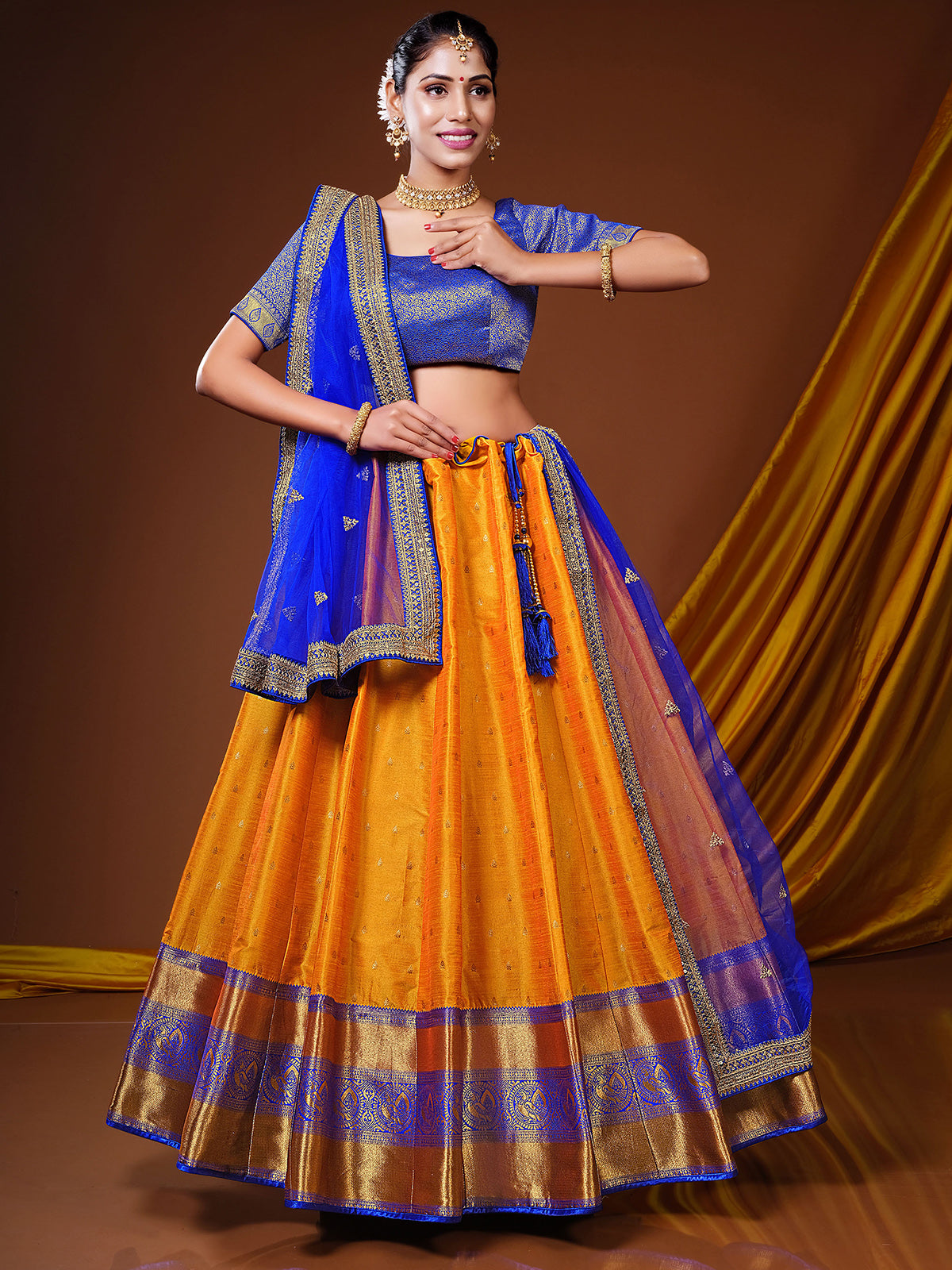 Banglori Silk Embroidery Lehenga Choli In Royal Blue Colour - LD4010247
