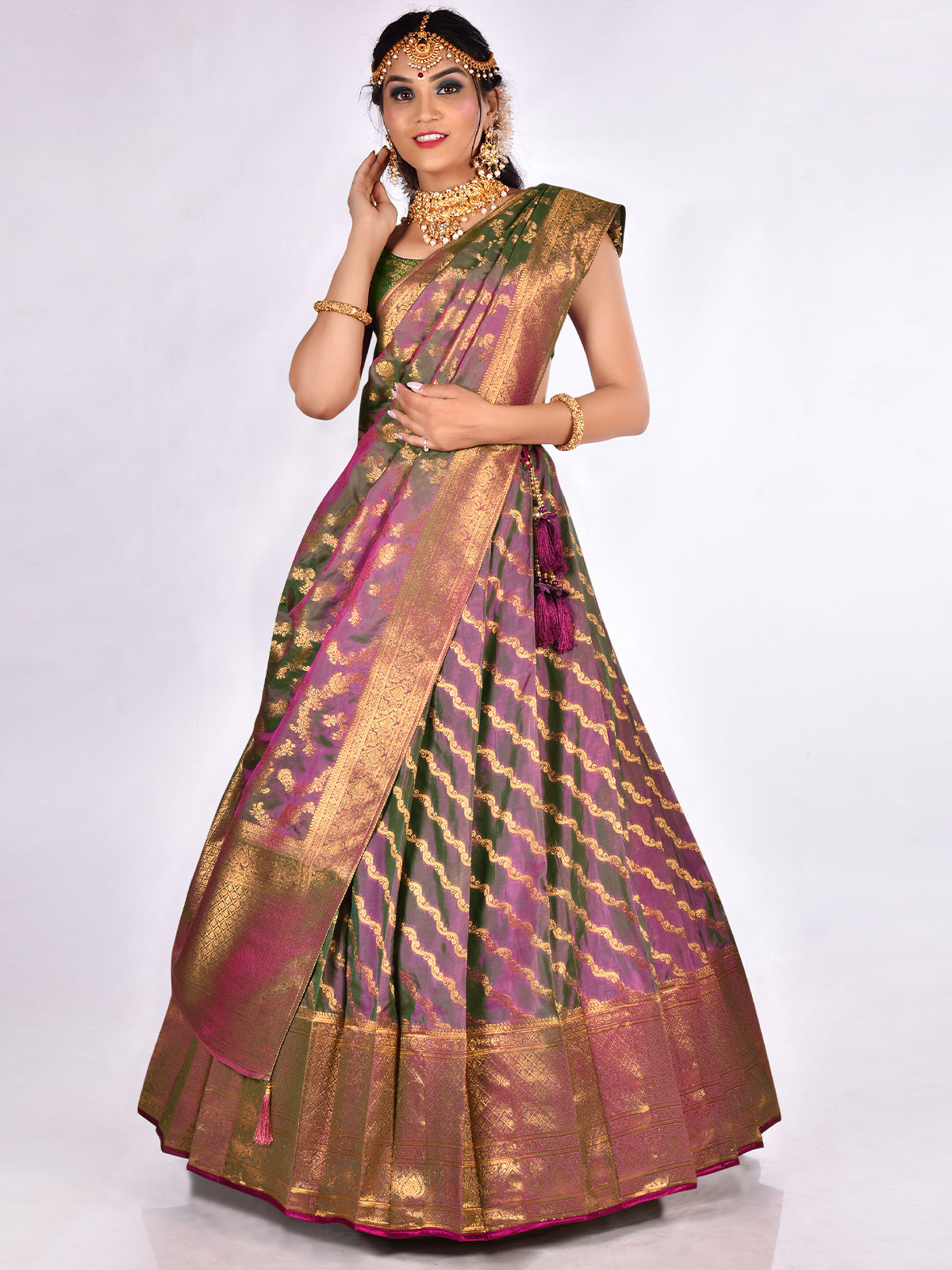 Purple and Green Bridal Lehenga – Heritage India Fashions