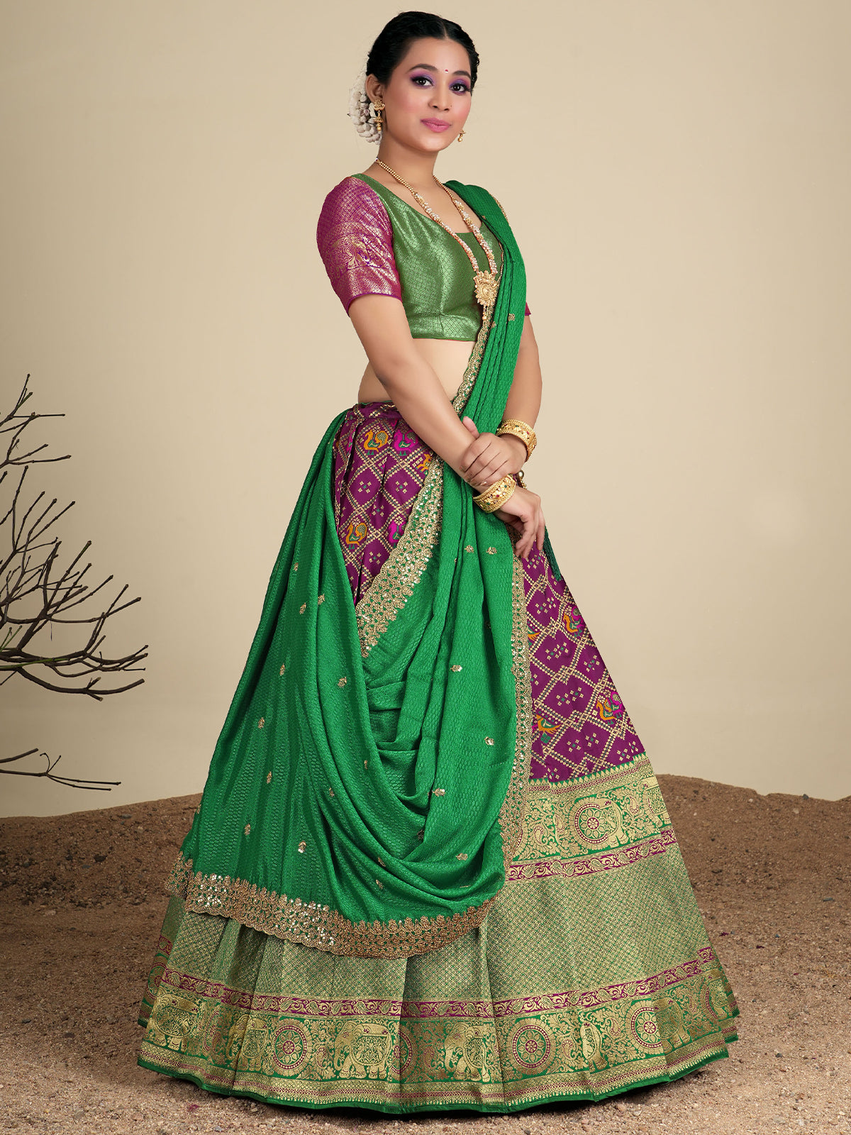 Printed Unstitched Lehenga & Blouse With Dupatta– Inddus.in