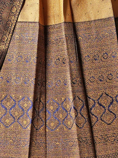 Odette Mustard Banarasi Woven  Semi Stitched  Lehenga With Unstitched Blouse For Women