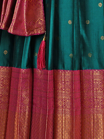 Odette Teal Banarasi Silk Woven Stitched Gown  for Women