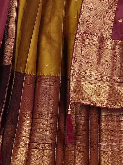 Odette Mustard Banarasi Silk Woven Stitched Gown  for Women