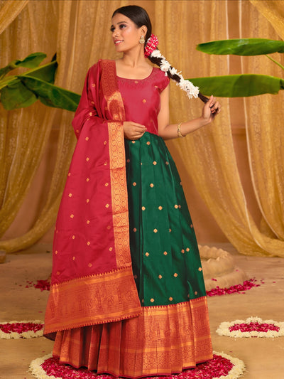 Odette Green   Banarasi  Woven Stitched Gown  for Women