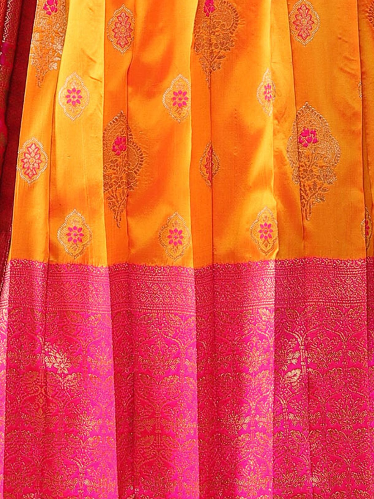 Odette Yellow Banarasi Silk Woven Stitched Gown  for Women
