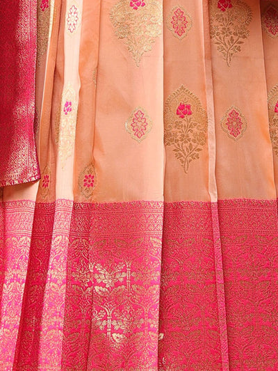 Odette Peach Banarasi Silk Woven Stitched Gown  for Women