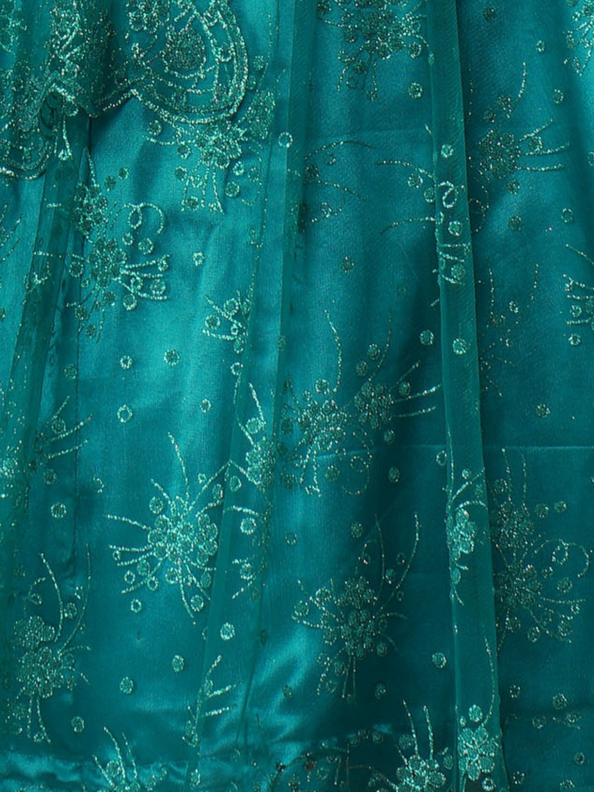 Odette Teal Net  Embroidered Stitched Gown  for Women