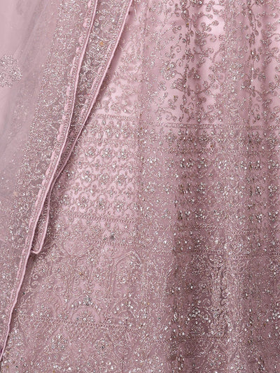 Odette Pink Net  Embroidered Stitched Gown  for Women