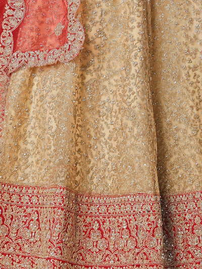 Odette Mustard Soft Net Semi Stitched  Lehenga With Unstitched Blouse For Women