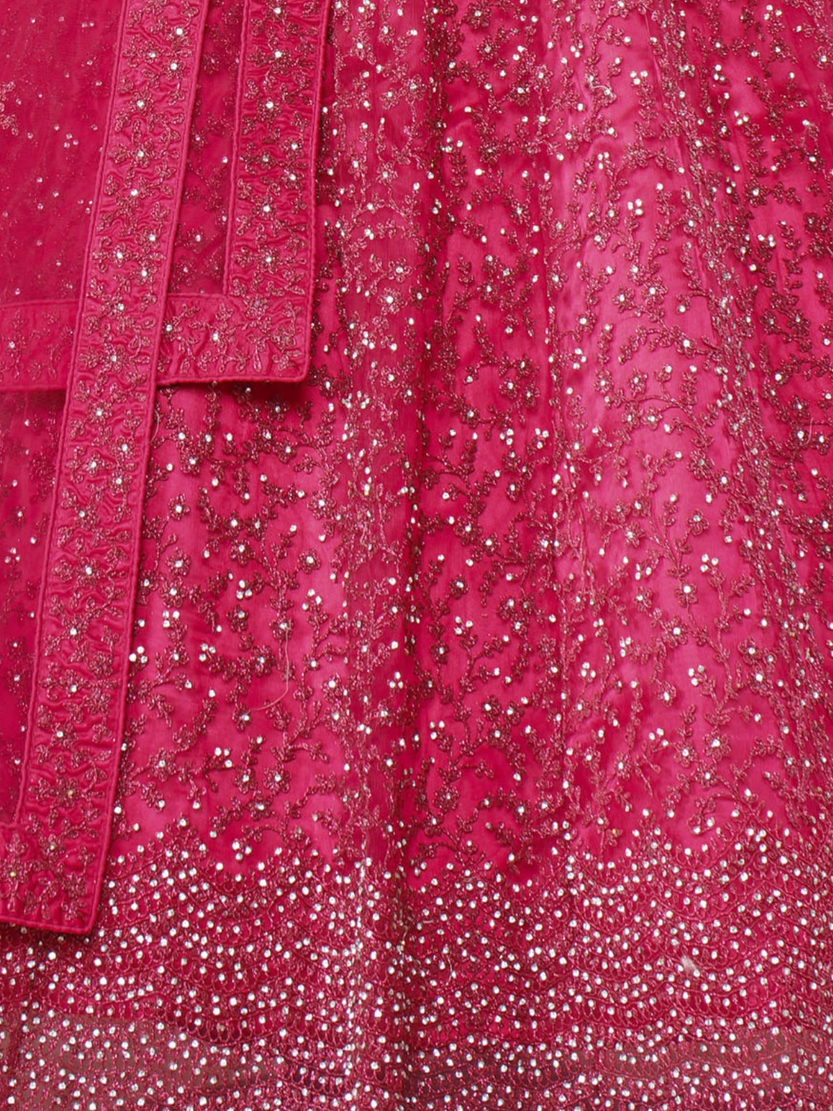 Odette Pink Soft Net Semi Stitched  Lehenga With Unstitched Blouse For Women