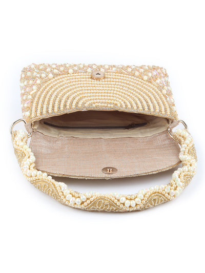 Odette Gold Beads Embroidered Clutch for Women