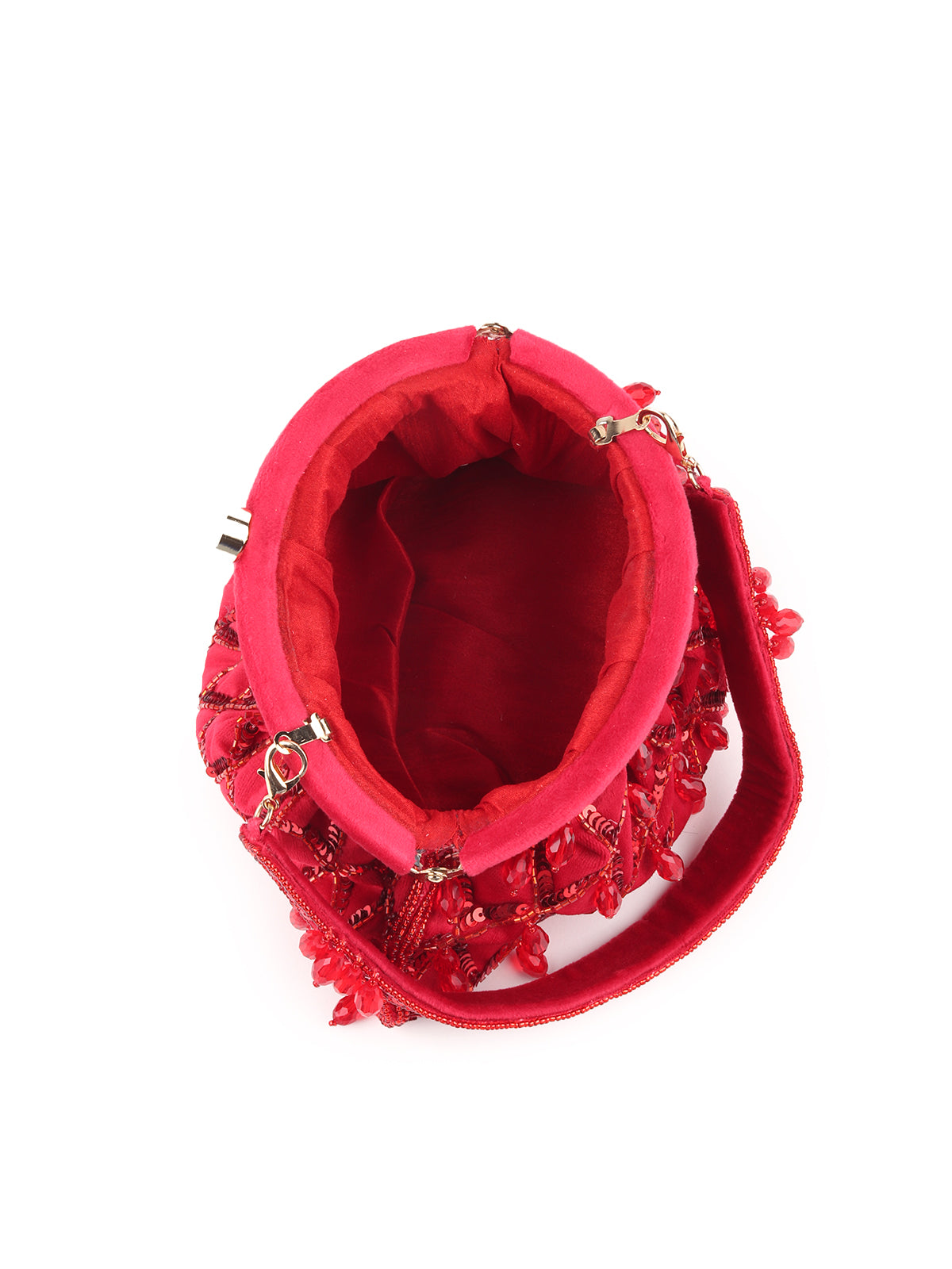 Odette Red Beads and Sequins Embroidered Batua for Women