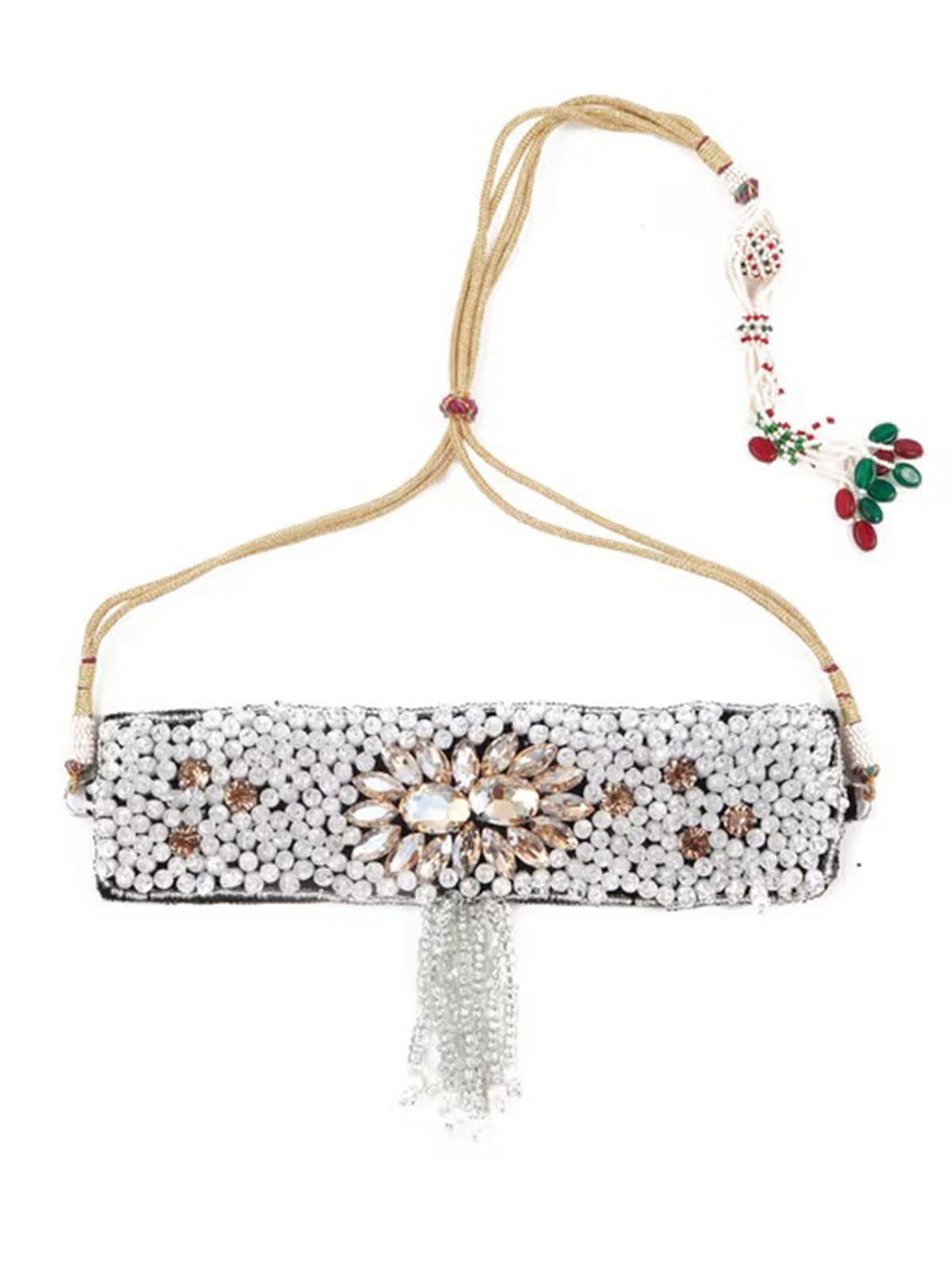 Odette White Embellished Rich Choker For Women