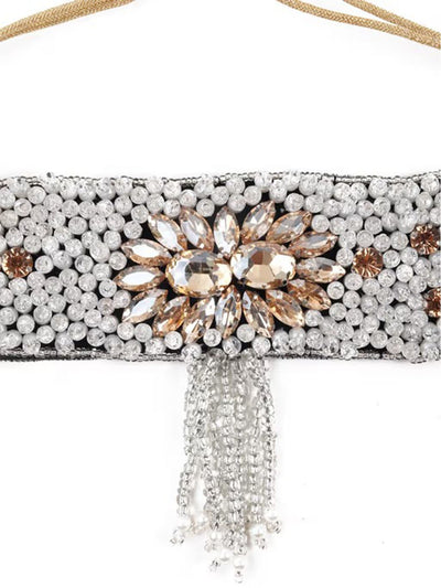 Odette White Embellished Rich Choker For Women