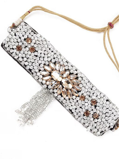 Odette White Embellished Rich Choker For Women