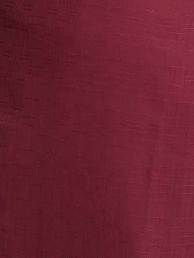 Odette Women Maroon Silk Blend Straight Cut Stitched Kurta