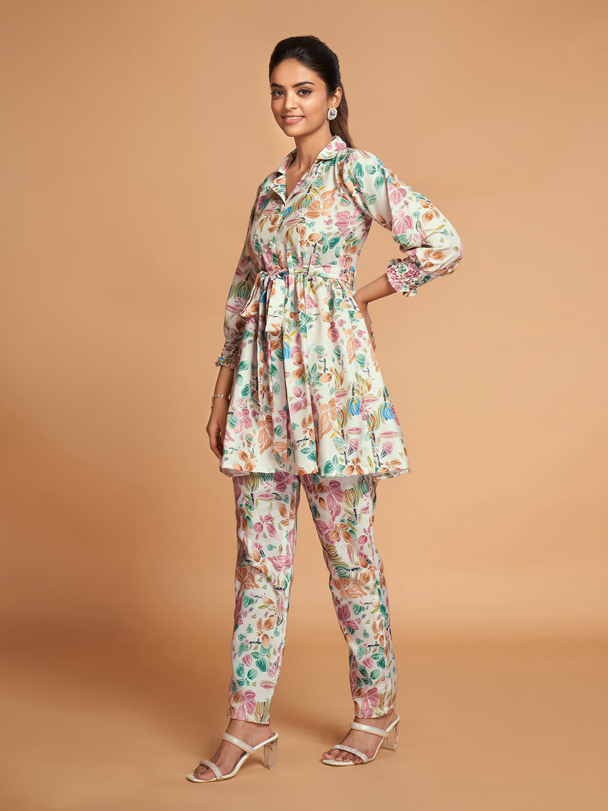 Female Multicolor Floral Printed Full Co Ords Set