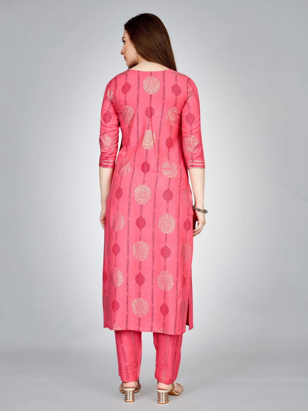 Odette Pink Embroidered Rayon Stitched Kurta Set For Women