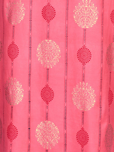 Odette Pink Embroidered Rayon Stitched Kurta Set For Women