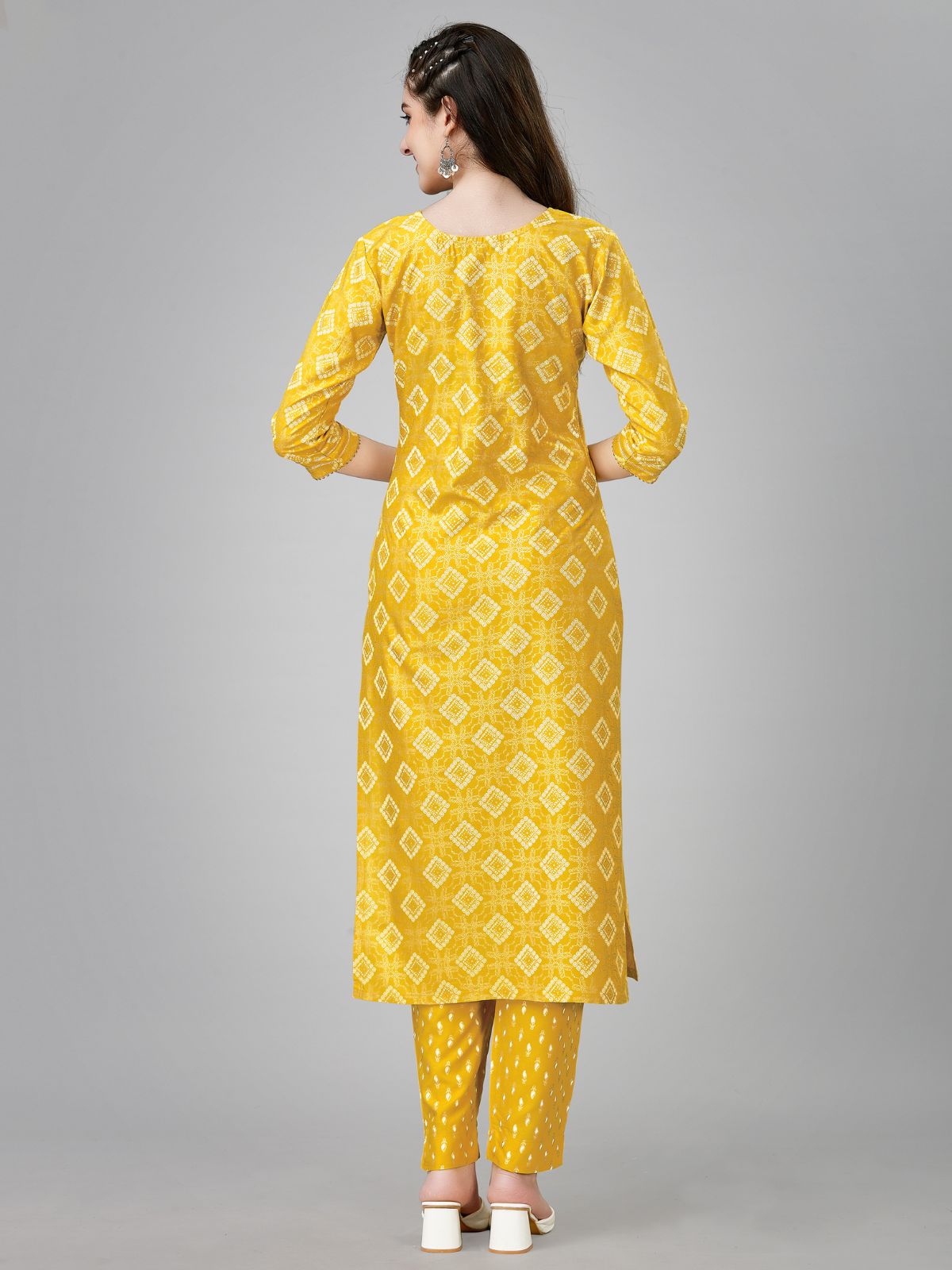 Odette Yellow Embroidered Rayon Stitched Kurta Set For Women