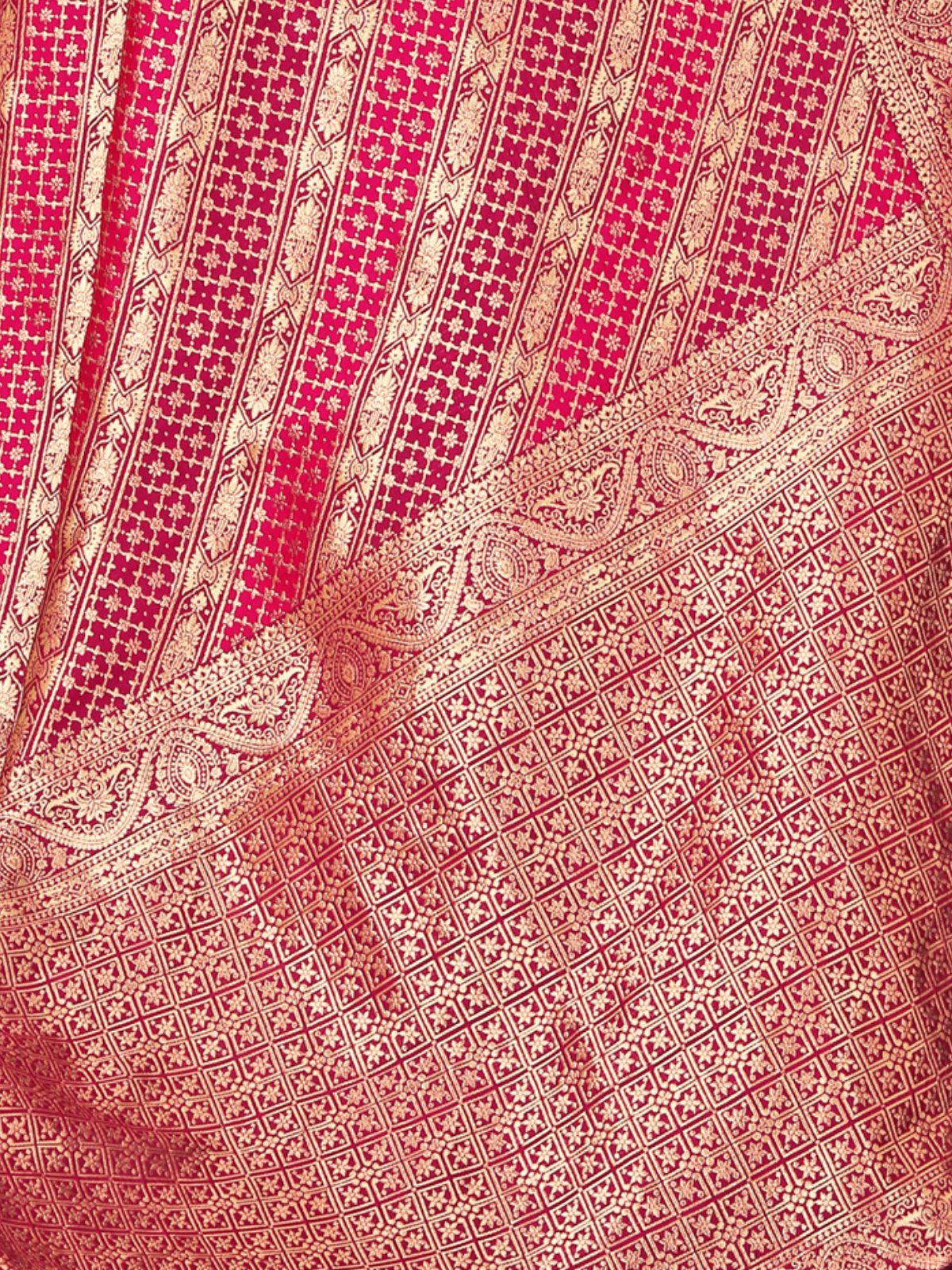 Odette Pink Woven Banarasi Silk Saree With Unstitched Blouse For Women