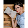 Odette White Pearl Beaded And Silver Rhinestone Clutch.