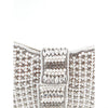 Odette White Pearl Beaded And Silver Rhinestone Clutch.