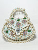 Odette Multicolor Suede Pearl And Sequence Embellished Clutch For Women