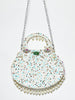 Odette Multicolor Suede Pearl And Sequence Embellished Clutch For Women