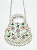 Odette Multicolor Suede Pearl And Sequence Embellished Clutch For Women
