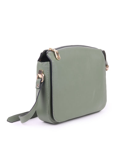 Odette Green Solid Sling Bag For Women