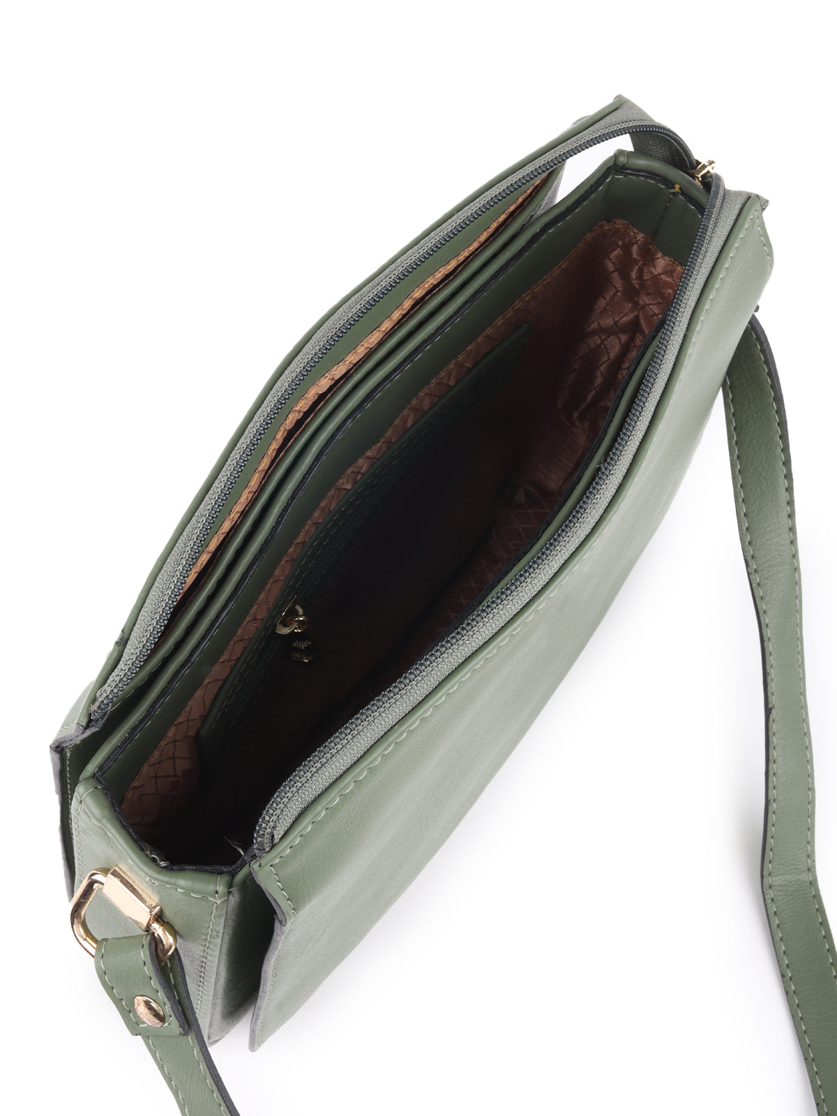 Odette Green Solid Sling Bag For Women