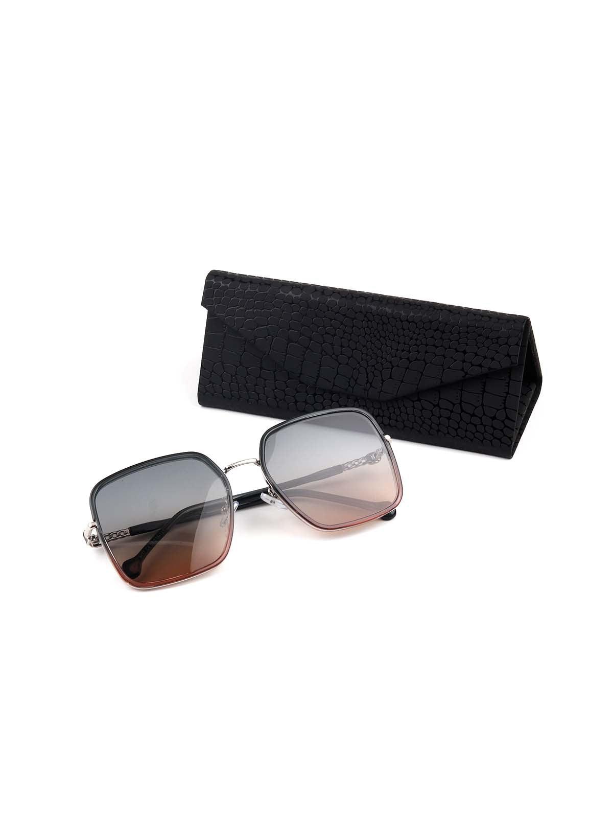 Odette Women Dark Black And Rust Tinted Flared Sunglasses