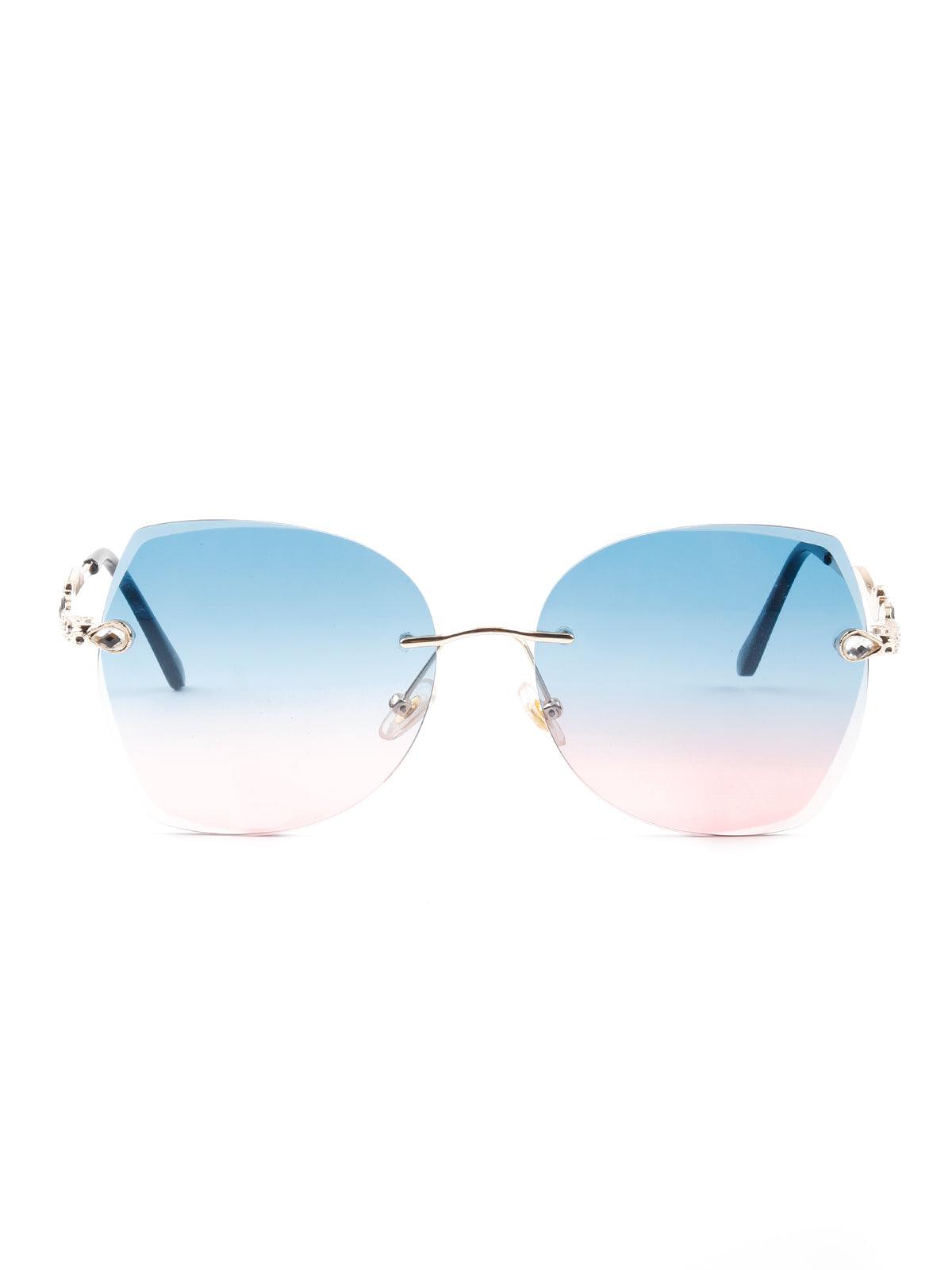 Odette Women Blue Tinted Frameless Sunglasses